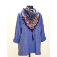 Poszerzana tunika z modnym rękawem typu raglan - kobaltowa